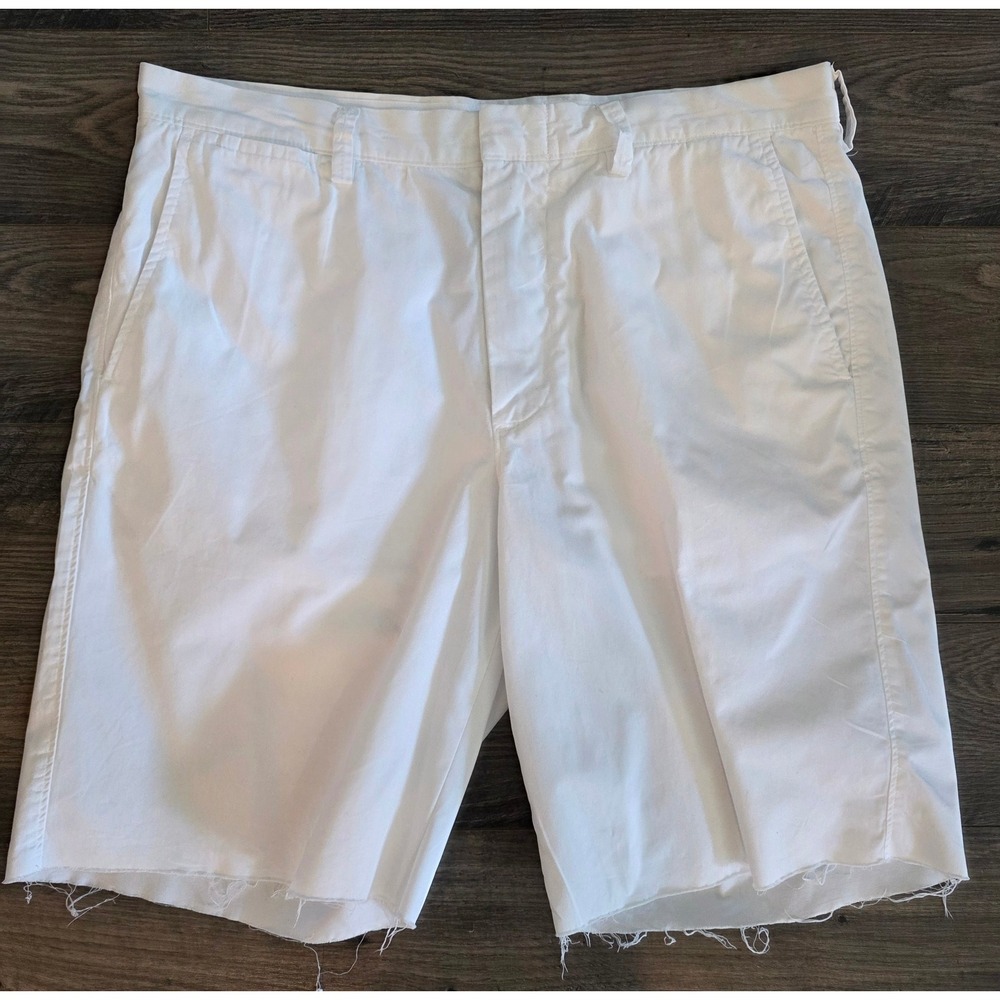 Men's 35W 10.5L J.Crew Club White Cotton Chino Cut Off Shorts Raw Hem Vacation